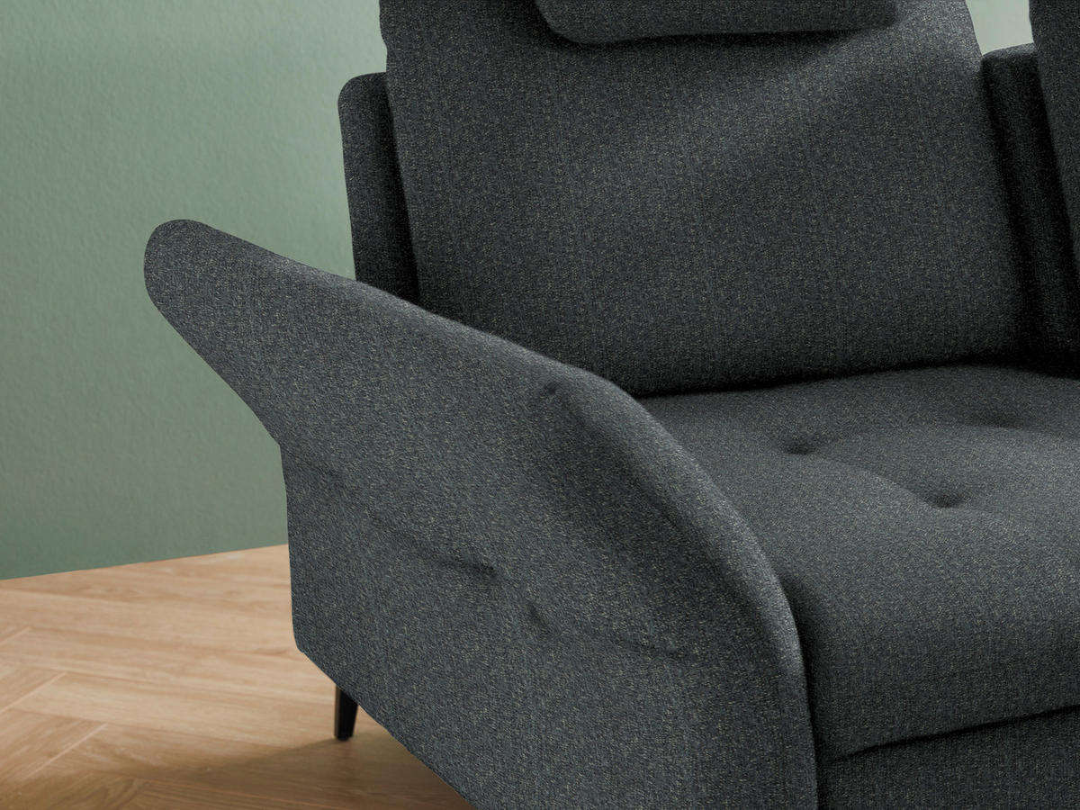 ECKSOFA in Struktur Dunkelgrau  - Dunkelgrau/Schwarz, Natur, Textil/Metall (288/233cm) - Valnatura