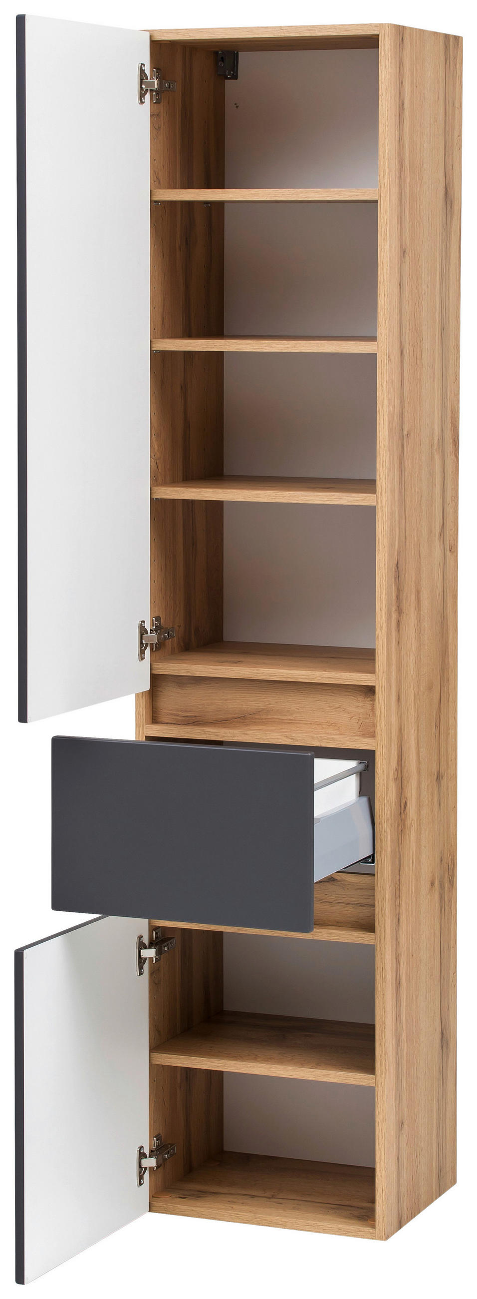 HOCHSCHRANK 40/180/35 cm  - Eichefarben/Silberfarben, KONVENTIONELL, Holzwerkstoff/Kunststoff (40/180/35cm) - Held