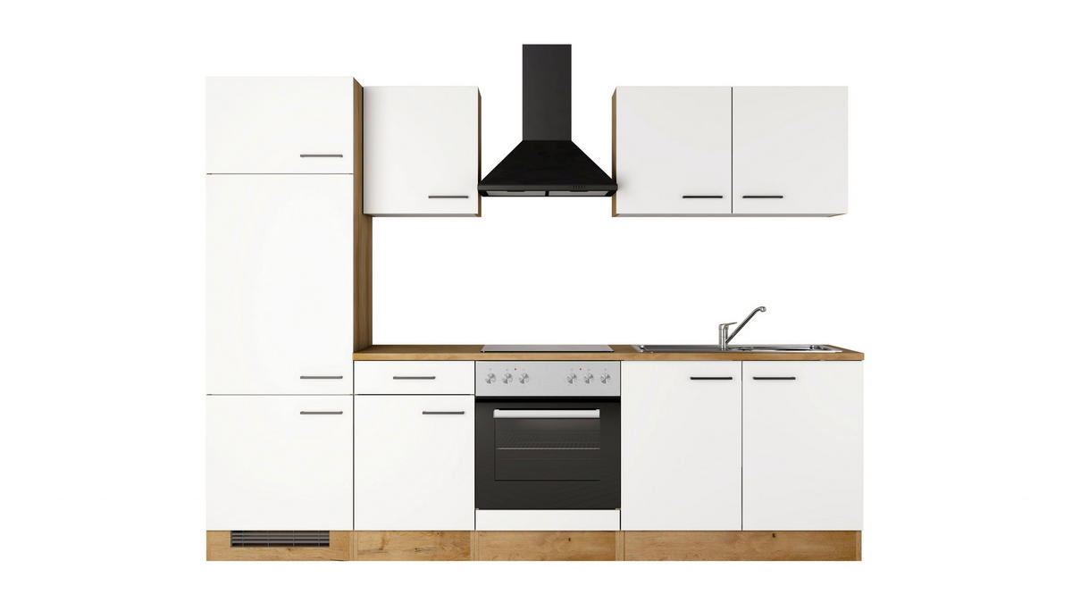 KÜCHENBLOCK 270 cm  in Eichefarben, Magnolie  - Eichefarben/Magnolie, Trend, Holzwerkstoff/Metall (270cm) - FlexWell