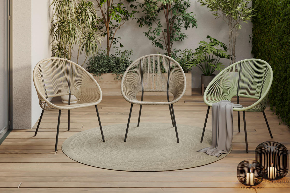 GARTENSESSEL Stahl Schwarz, Beige  - Beige/Schwarz, MODERN, Kunststoff/Metall (69/82/68cm) - Ambia Garden