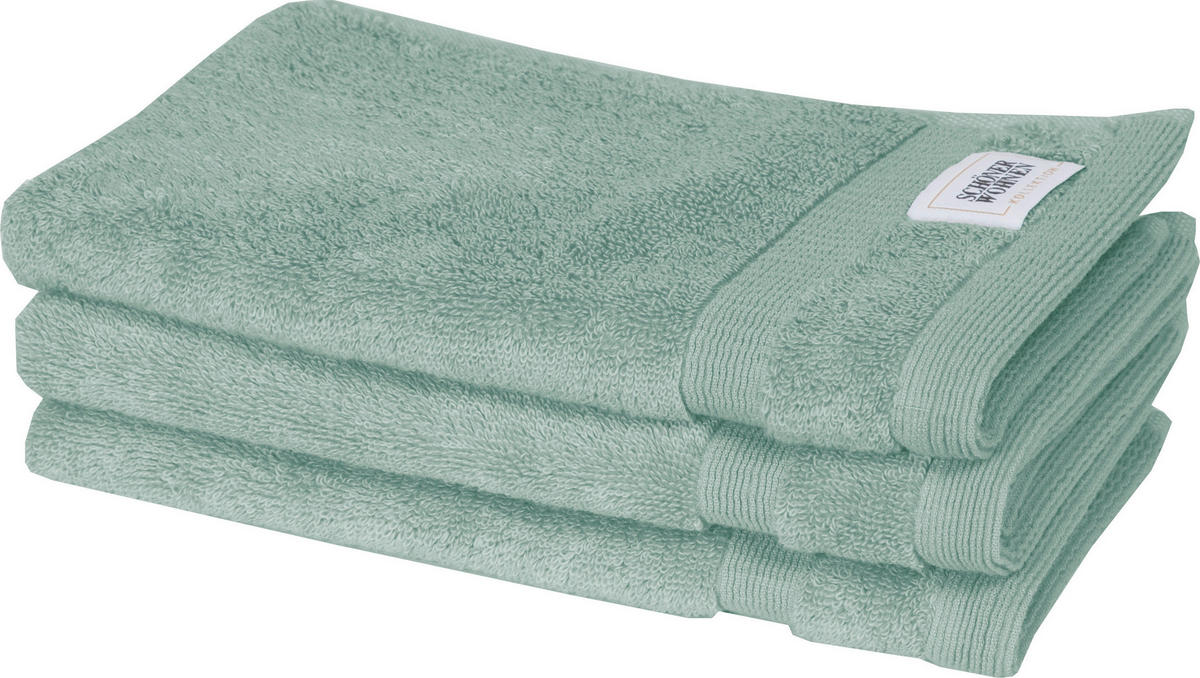 Gästetuch 3er-Set SW-Cuddly Mintgrün 3-teilig 30/50 cm  - Mintgrün, Basics, Textil (30/50cm) - Schöner Wohnen