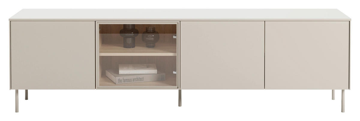 TV-ELEMENT Eichefarben, Kaschmir  195/57/41 cm  - Kaschmir/Eichefarben, Modern, Glas/Holzwerkstoff (195/57/41cm) - Carryhome