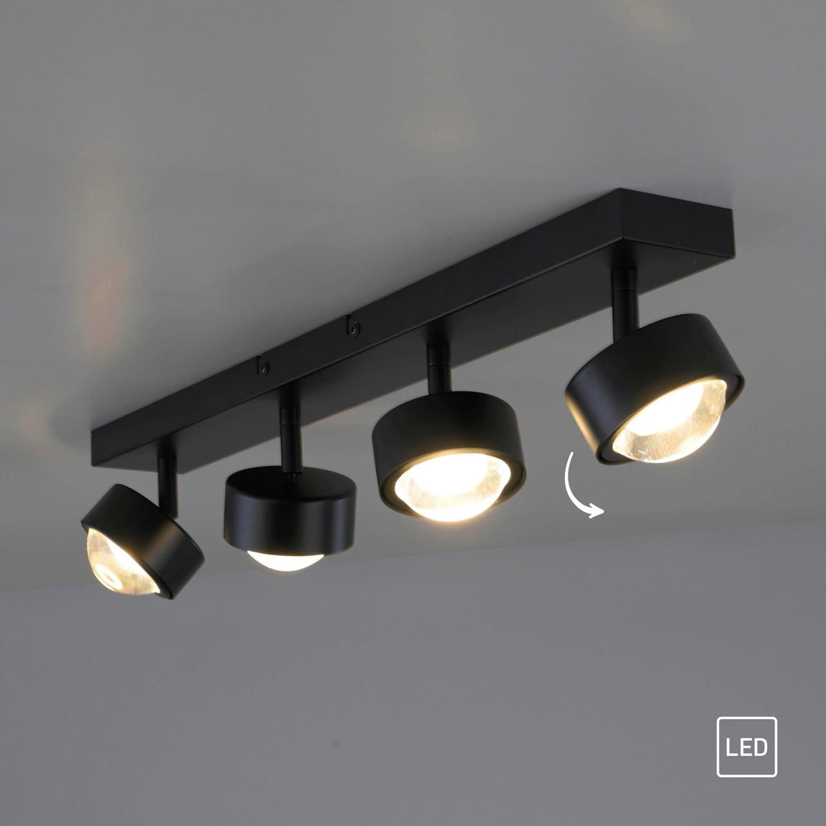LED-DECKENLEUCHTE SW KULU 60/12,5/12,5 cm   - Schwarz, Design, Kunststoff/Metall (60/12,5/12,5cm) - Schöner Wohnen