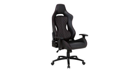 GAMINGSTUHL in Lederlook Schwarz - Rot/Schwarz, Design, Kunststoff/Textil (64/124/65cm) - Novel
