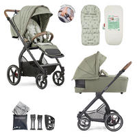 KOMBIKINDERWAGEN  FX4 Swing Set mit Handbremse  Grün-Tabak-Bärchen farngrün  - Salbeigrün/Schwarz, Basics, Textil (100/55/130cm) - Gesslein