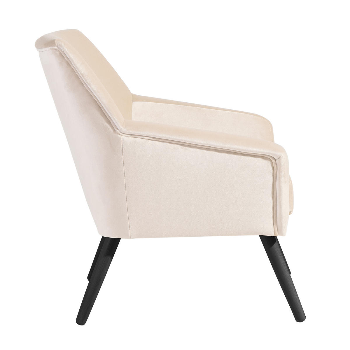 SESSEL in Samt, Velours Creme, Schwarz  - Creme/Schwarz, Design, Holz/Textil (67/81/71cm) - Max Winzer