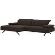 ECKSOFA in Flachgewebe Dunkelbraun  - Anthrazit/Dunkelbraun, Design, Textil/Metall (166/280cm) - Ambiente