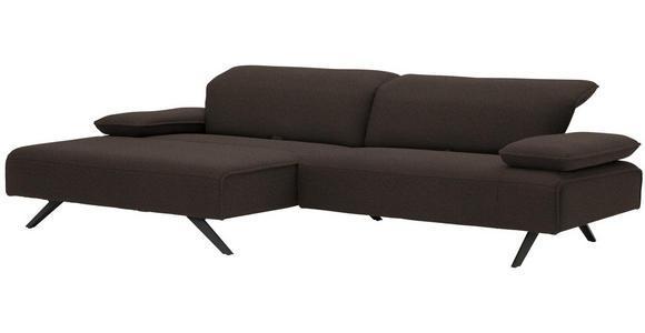 ECKSOFA in Flachgewebe Dunkelbraun  - Anthrazit/Dunkelbraun, Design, Textil/Metall (166/280cm) - Ambiente