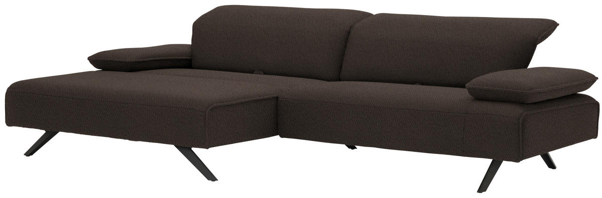 ECKSOFA in Flachgewebe Dunkelbraun  - Anthrazit/Dunkelbraun, Design, Textil/Metall (166/280cm) - Johann Jakob