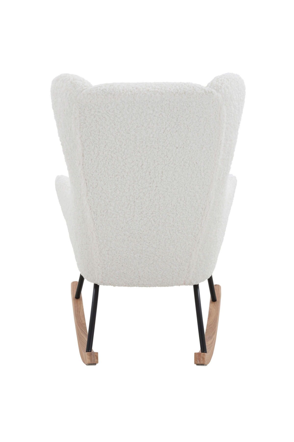 SCHAUKELSTUHL in Teddystoff Weiß  - Eichefarben/Schwarz, MODERN, Holz/Textil (66/106/104cm) - Livetastic