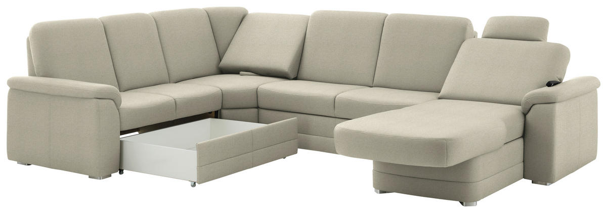 WOHNLANDSCHAFT  in Chenille Silberfarben  - Silberfarben/Alufarben, KONVENTIONELL, Holz/Textil (235/329/160cm) - Beldomo Comfort