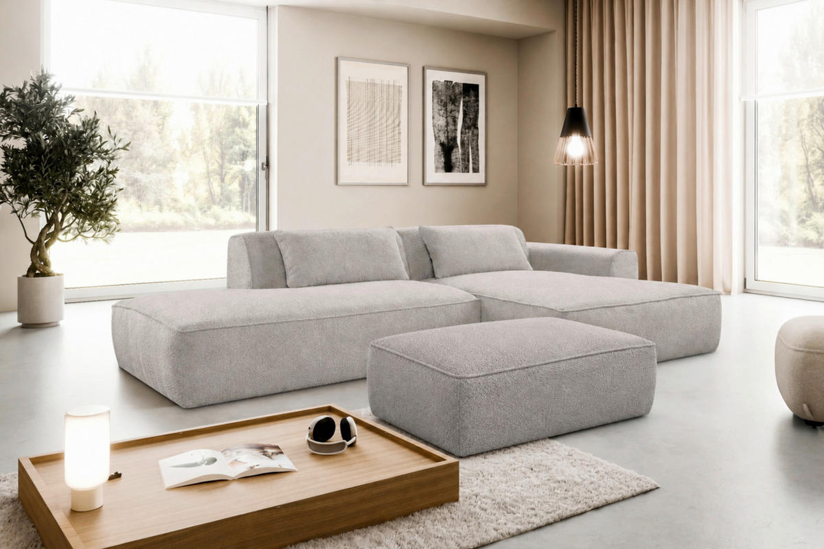 HOCKER in Textil, Holzwerkstoff Grau  - Schwarz/Grau, KONVENTIONELL, Holzwerkstoff/Kunststoff (105/43/65cm) - Livetastic