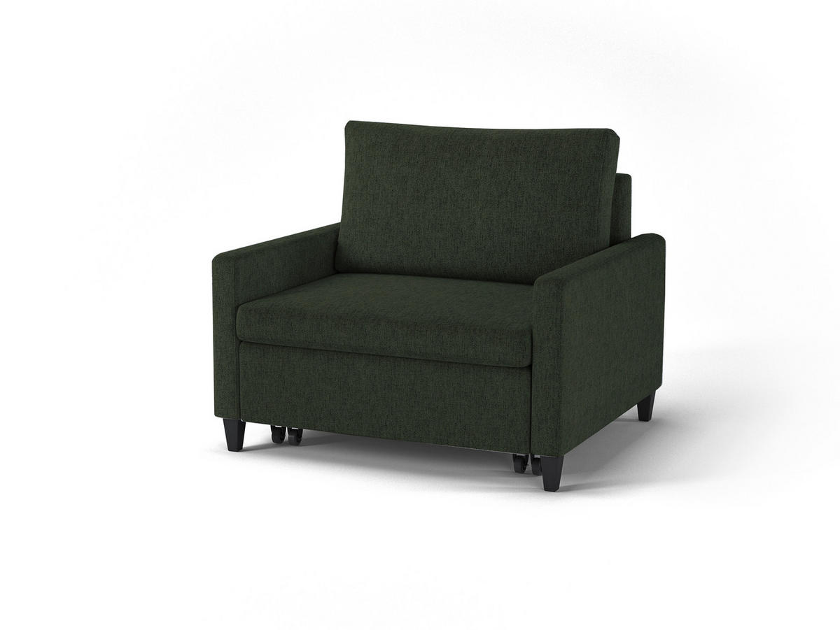 SCHLAFSESSEL SYDNEY  mit Flachgewebe Dunkelgrün  - Dunkelgrün/Schwarz, Design, Holz/Textil (95cm) - MID.YOU