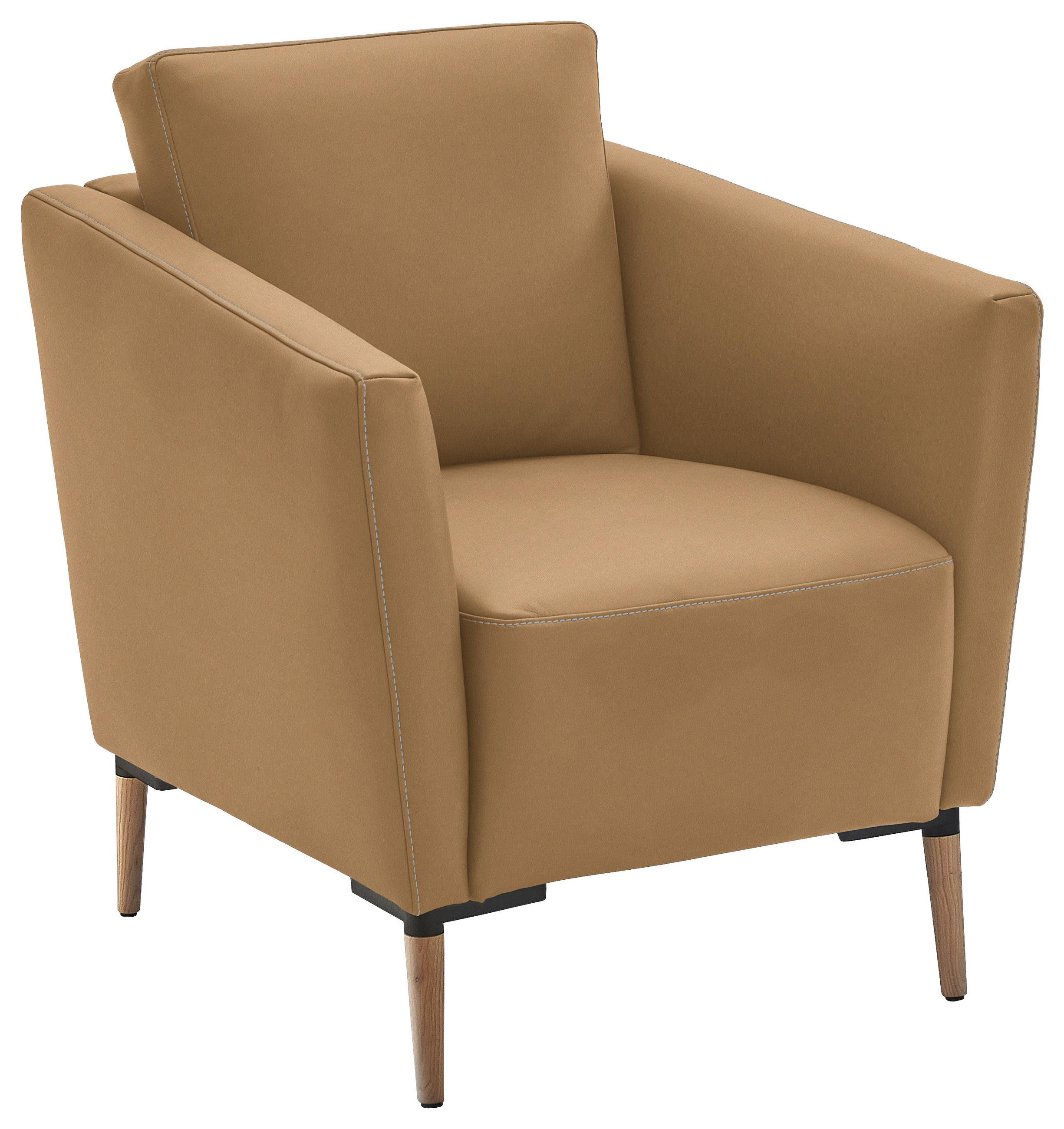 SESSEL Echtleder Honig  - Eichefarben/Beige, Natur, Leder/Holz (75/84/76cm) - Valnatura