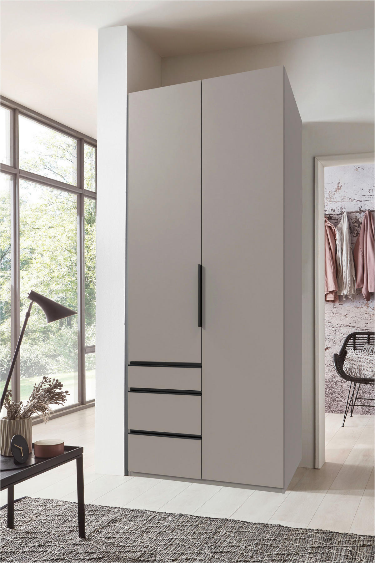 DREHTÜRENSCHRANK in Sahara  - Schwarz/Sahara, Konventionell, Holzwerkstoff/Metall (100/236/58cm) - Hom`in