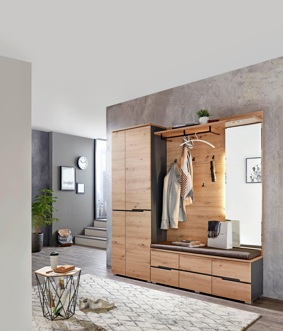GARDEROBENPANEEL 120/153/30 cm  - Eiche Artisan, Design, Glas/Holzwerkstoff (120/153/30cm) - Voleo