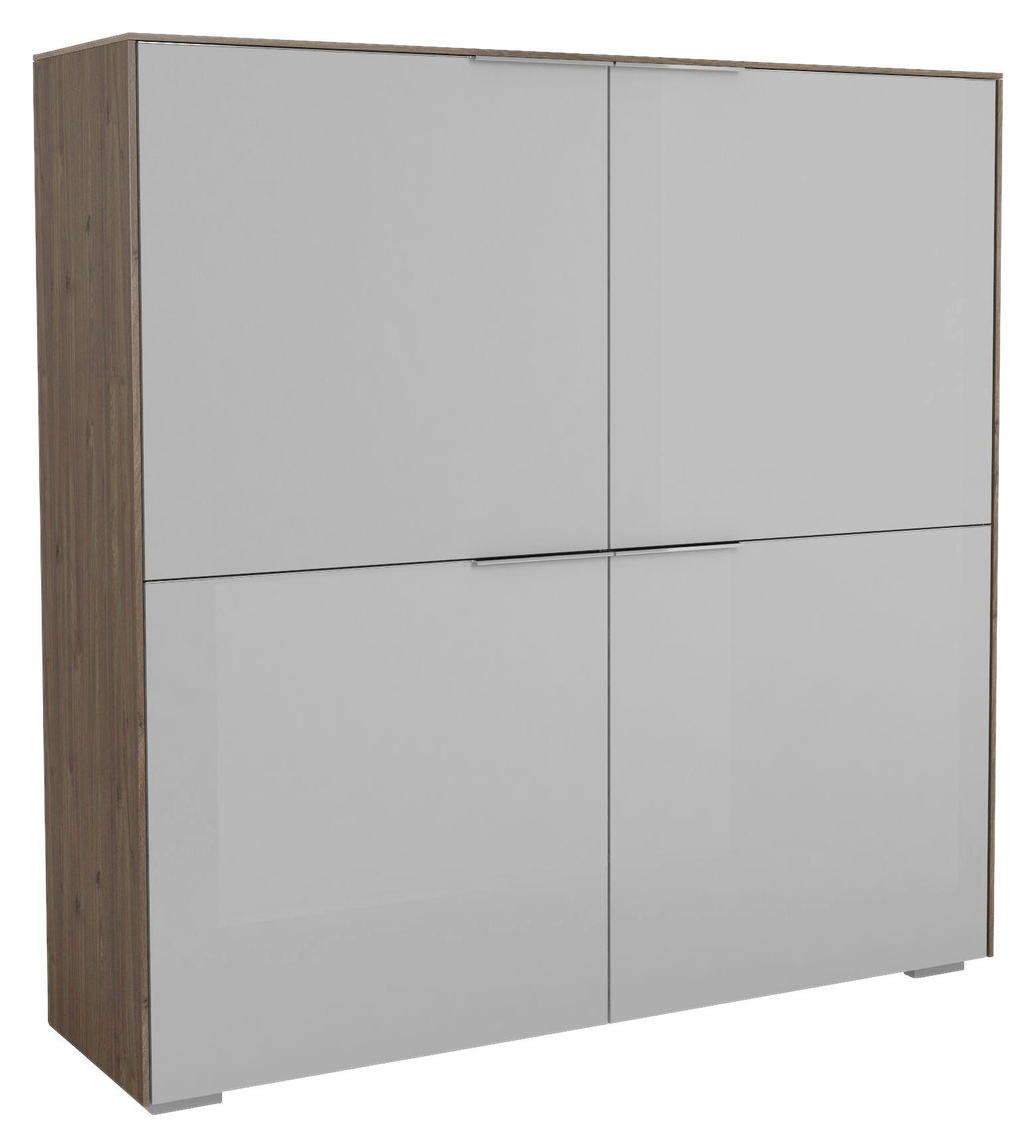 SCHUHSCHRANK Hellgrau, Walnussfarben - Chromfarben/Walnussfarben, Design, Glas/Holzwerkstoff (128/129,5/37,3cm) - Voleo