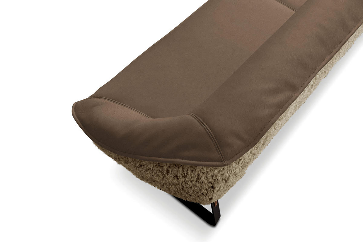 SITZBANK Textil, Leder Blaugrau  - Blaugrau/Schwarz, Design, Leder/Holz (229/88/80cm) - Koinor