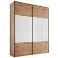 SCHWEBETÜRENSCHRANK 200/222/68 cm 2-türig Weiß, Eiche Artisan  - Schwarz/Weiß, Design, Glas/Holzwerkstoff (200/222/68cm) - Dieter Knoll