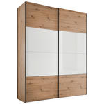 SCHWEBETÜRENSCHRANK 167/222/68 cm 2-türig Weiß, Eiche Artisan  - Schwarz/Weiß, Design, Glas/Holzwerkstoff (167/222/68cm) - Dieter Knoll