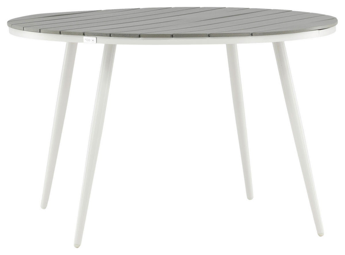 GARTENTISCH Metall, Kunststoff Grau, Weiß rund  - Weiß/Grau, KONVENTIONELL, Kunststoff/Metall (120/120/74cm) - Gardenson