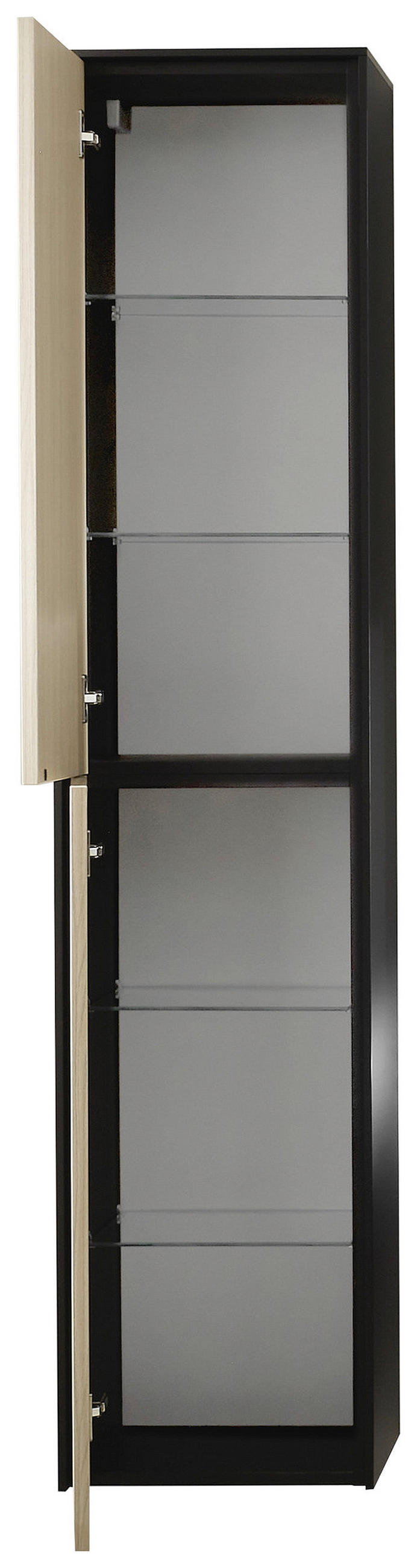 HOCHSCHRANK 37/169/33 cm  - Eichefarben/Schwarz, Design, Glas/Holzwerkstoff (37/169/33cm) - Musterring