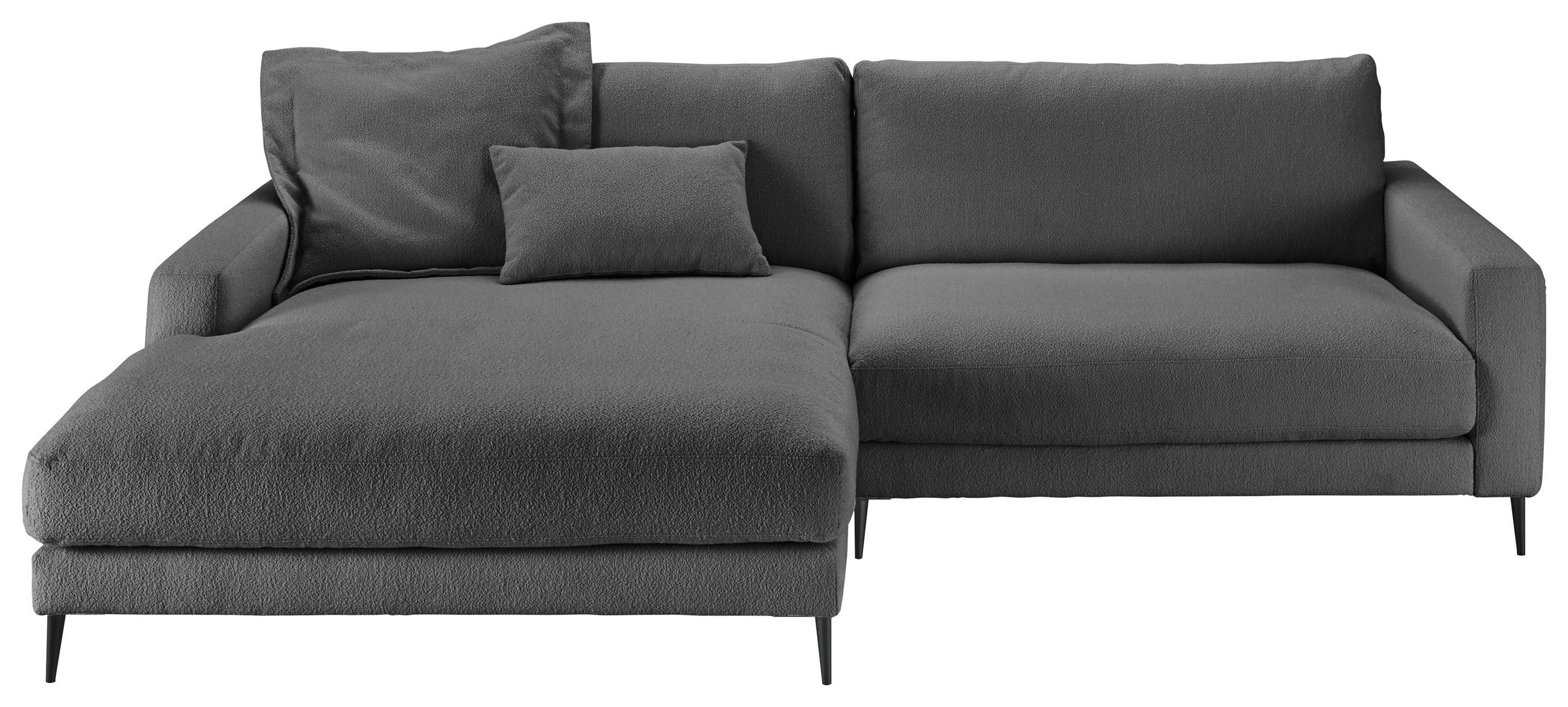 ECKSOFA Anthrazit Flachgewebe Rücken echt  - Anthrazit/Schwarz, Design, Textil/Metall (190/272cm) - Pure Home Lifestyle
