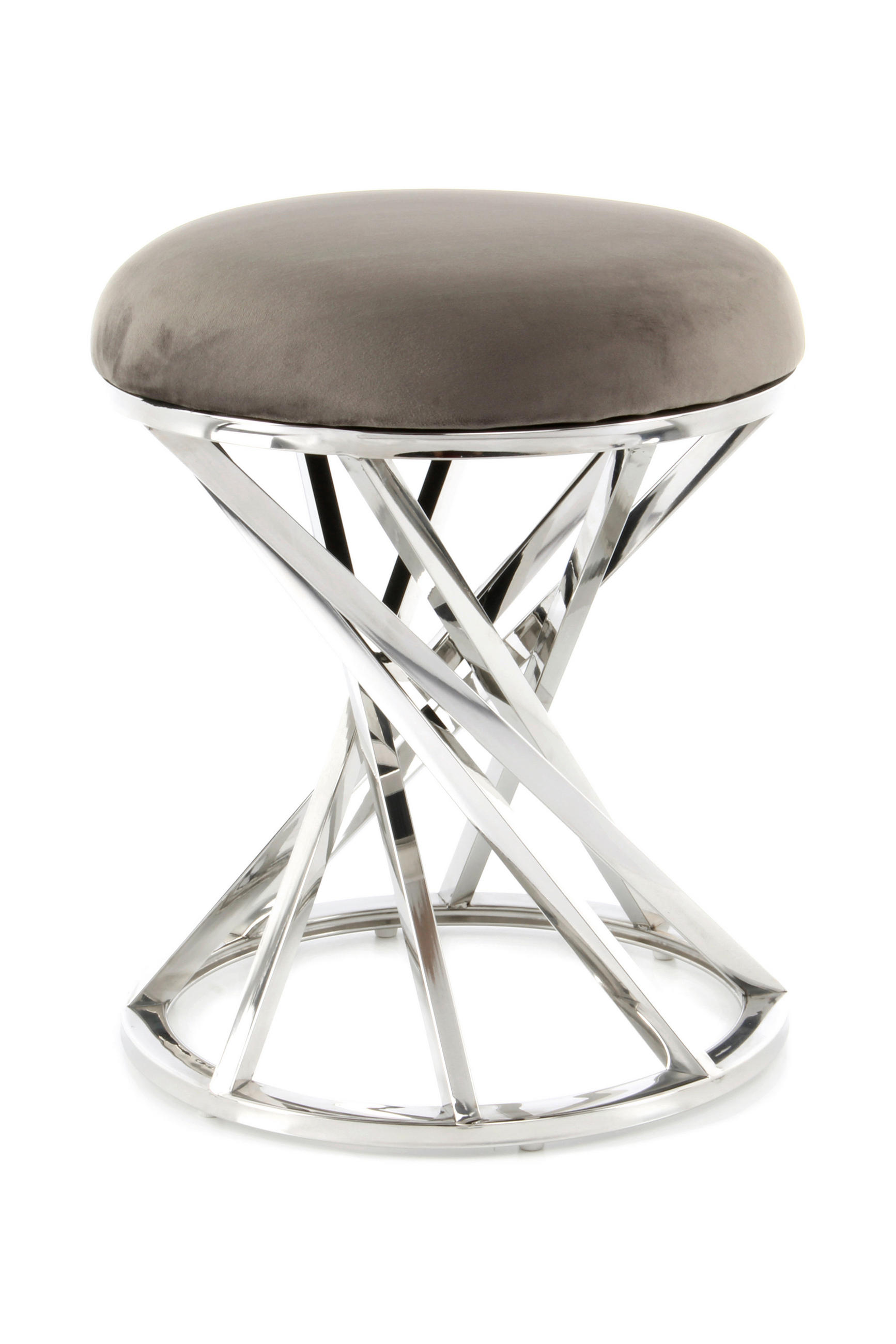 HOCKER Samt Grau, Silberfarben  - Silberfarben/Grau, Trend, Textil/Metall (40/49/40cm) - Kayoom