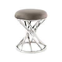 HOCKER Samt Grau, Silberfarben  - Silberfarben/Grau, Trend, Textil/Metall (40/49/40cm) - Kayoom