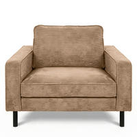 SESSEL Cord Hellbraun  - Hellbraun/Schwarz, Design, Textil/Metall (88/85/92cm) - Livetastic
