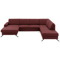 WOHNLANDSCHAFT in Echtleder Brombeere  - Brombeere/Schwarz, Design, Leder/Metall (165/339/233cm) - Beldomo Premium