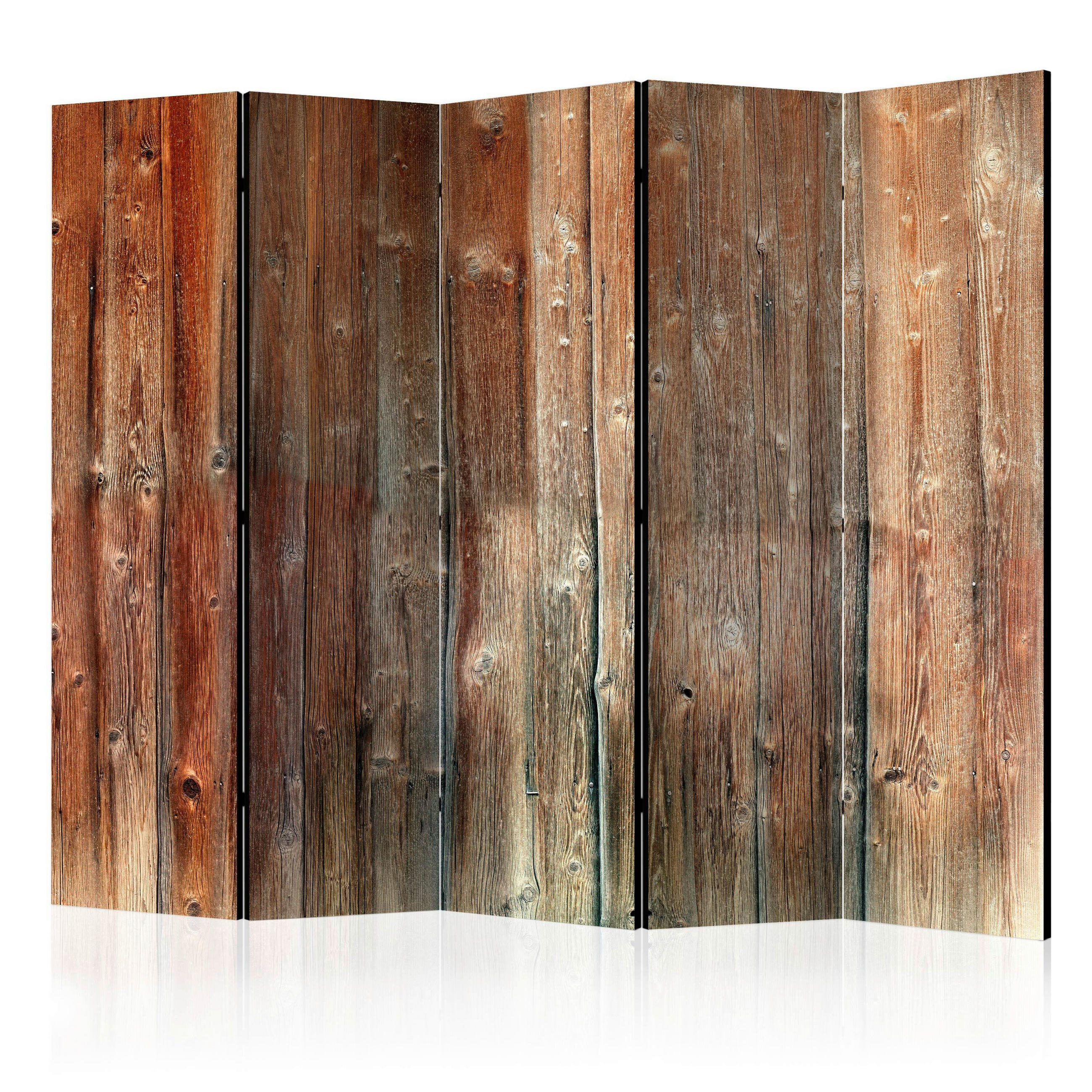 PARAVENT mit 5  Flügel - Hellbraun/Beige, Basics, Holz/Textil (225/172/3cm) - artgeist