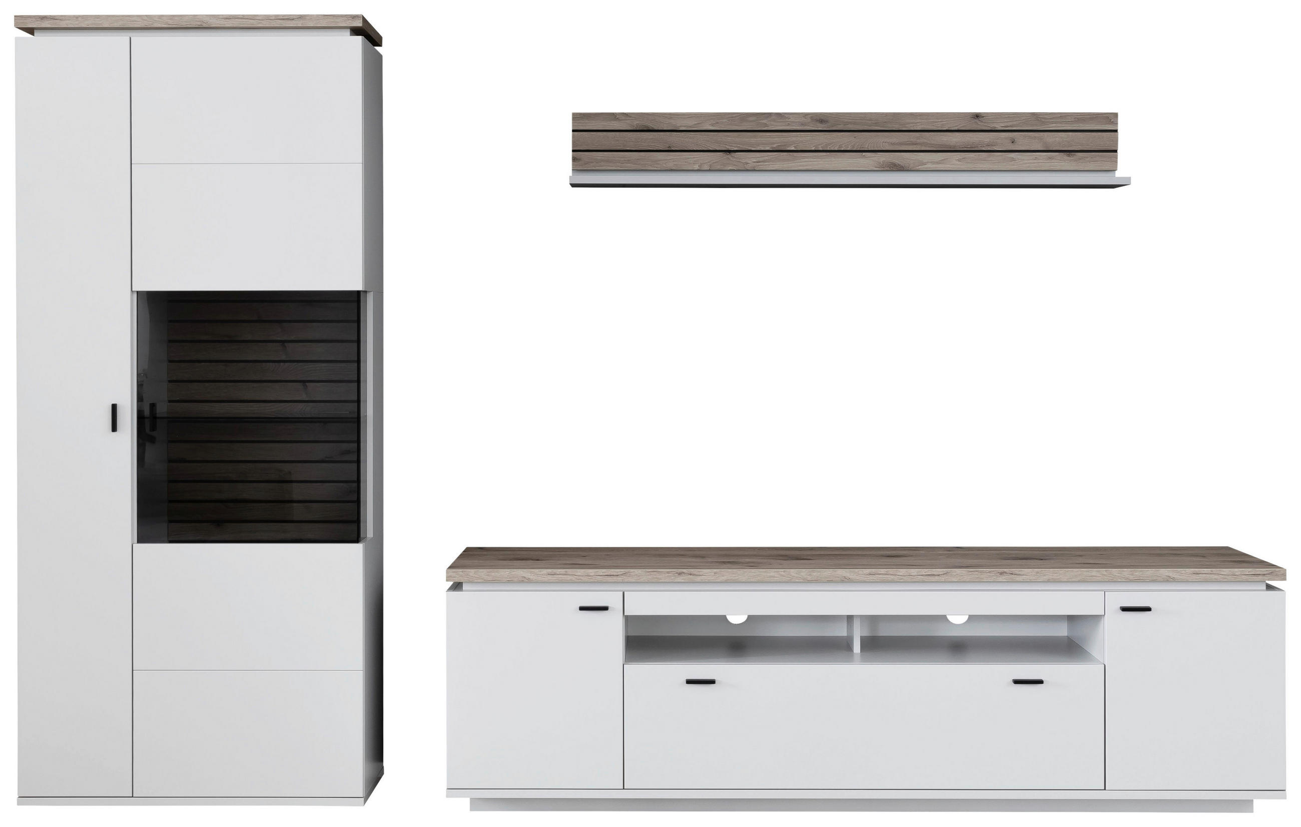 WOHNWAND  in Grau, Eichefarben 310/207/50 cm  - Eichefarben/Anthrazit, Design, Glas/Holzwerkstoff (310/207/50cm) - Stylife