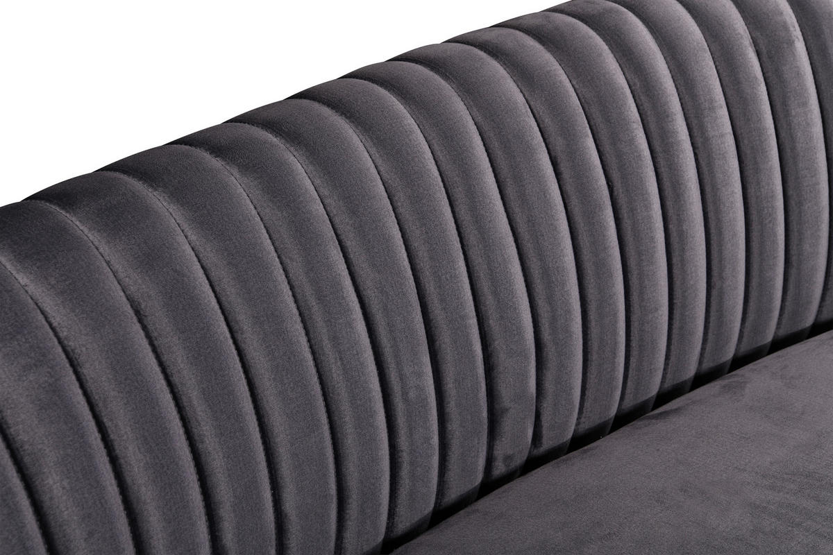 3-SITZER-SOFA ELARA Samt Anthrazit  - Anthrazit/Goldfarben, Design, Textil/Metall (246/81/111cm) - MID.YOU