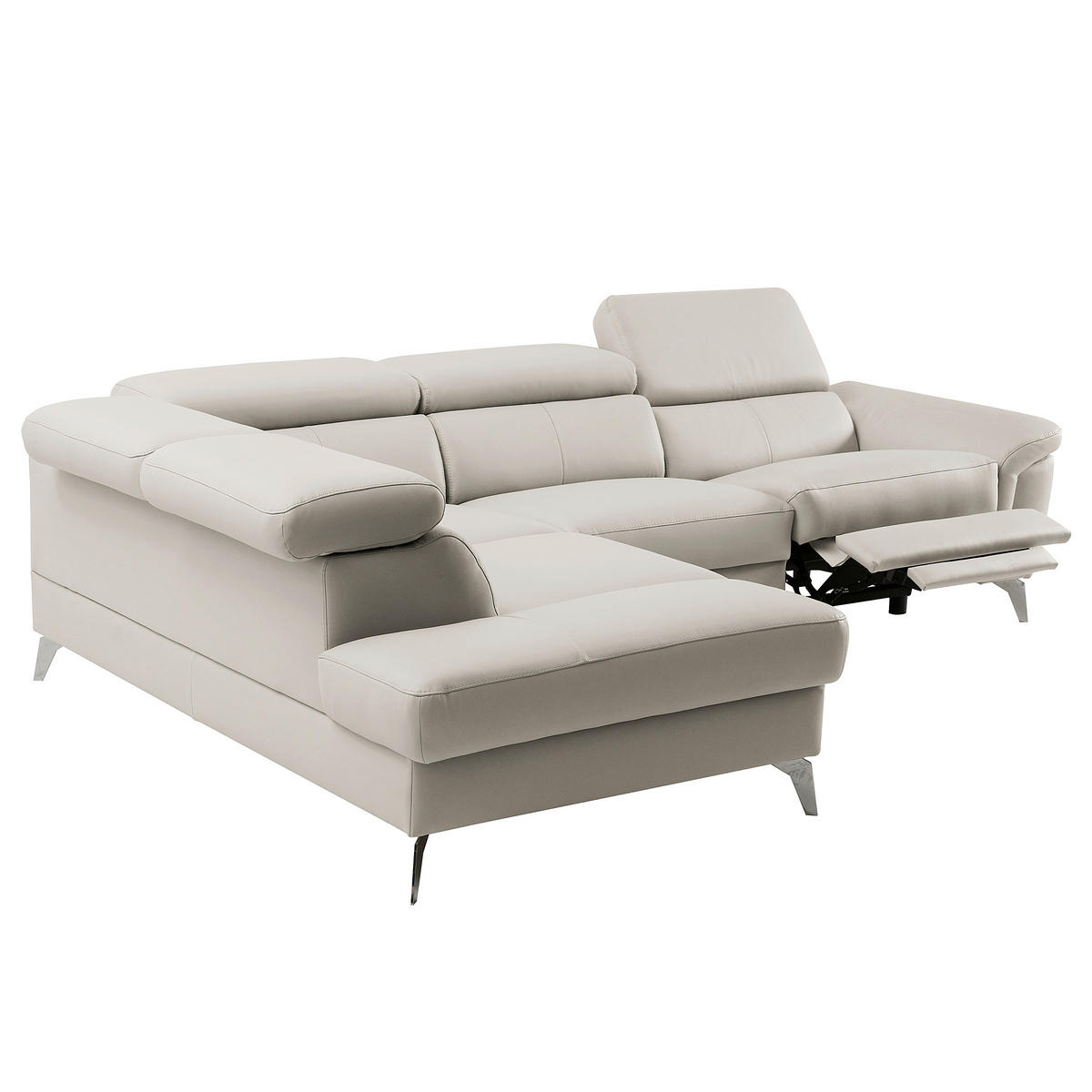 ECKSOFA  in Lederlook Echtleder Platinfarben  210/265 cm  - Platinfarben/Chromfarben, Design, Leder/Textil (210/265cm) - Livetastic