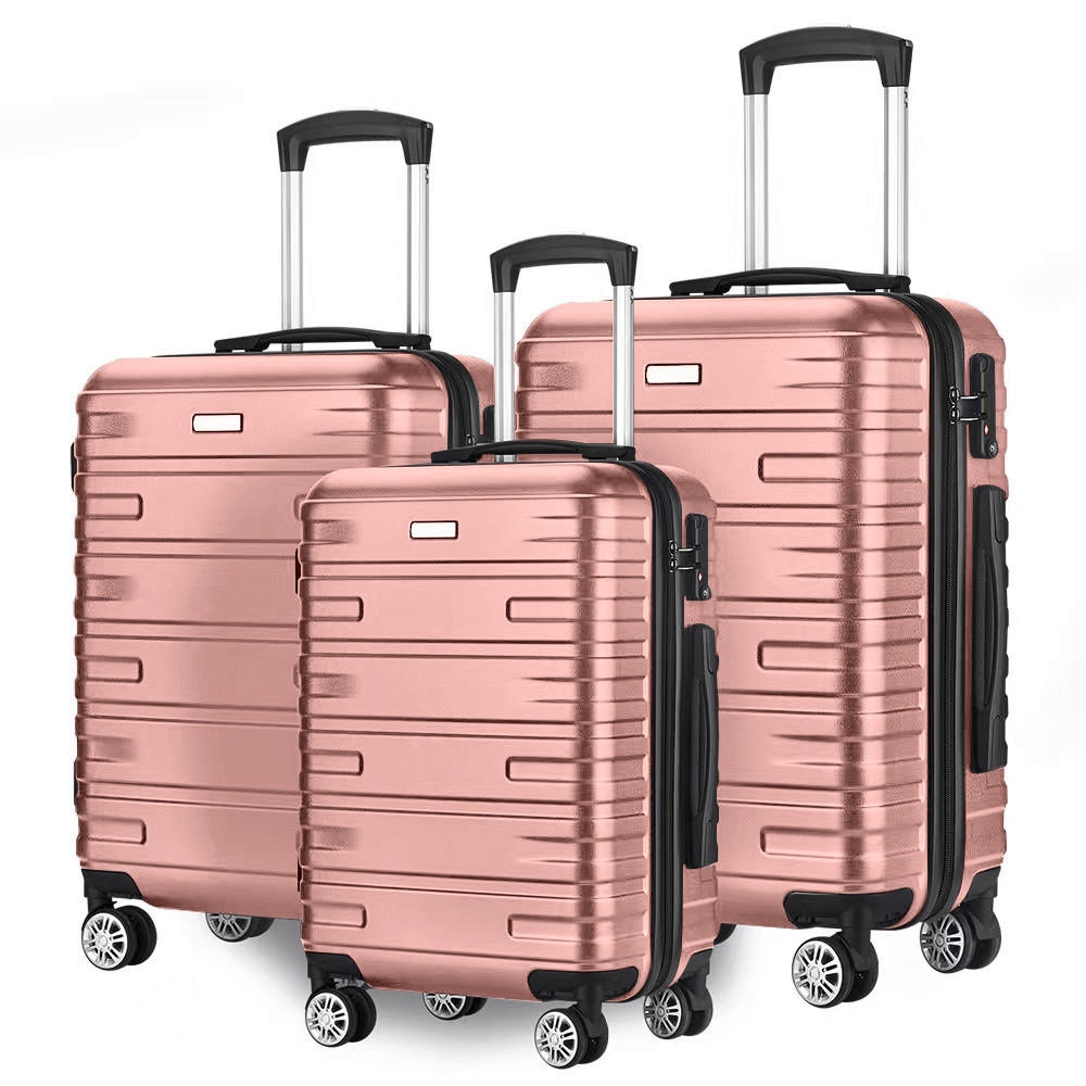 REISEKOFFERSET Rosa 3-teilig  - Rosa, Basics, Kunststoff/Textil - Novel