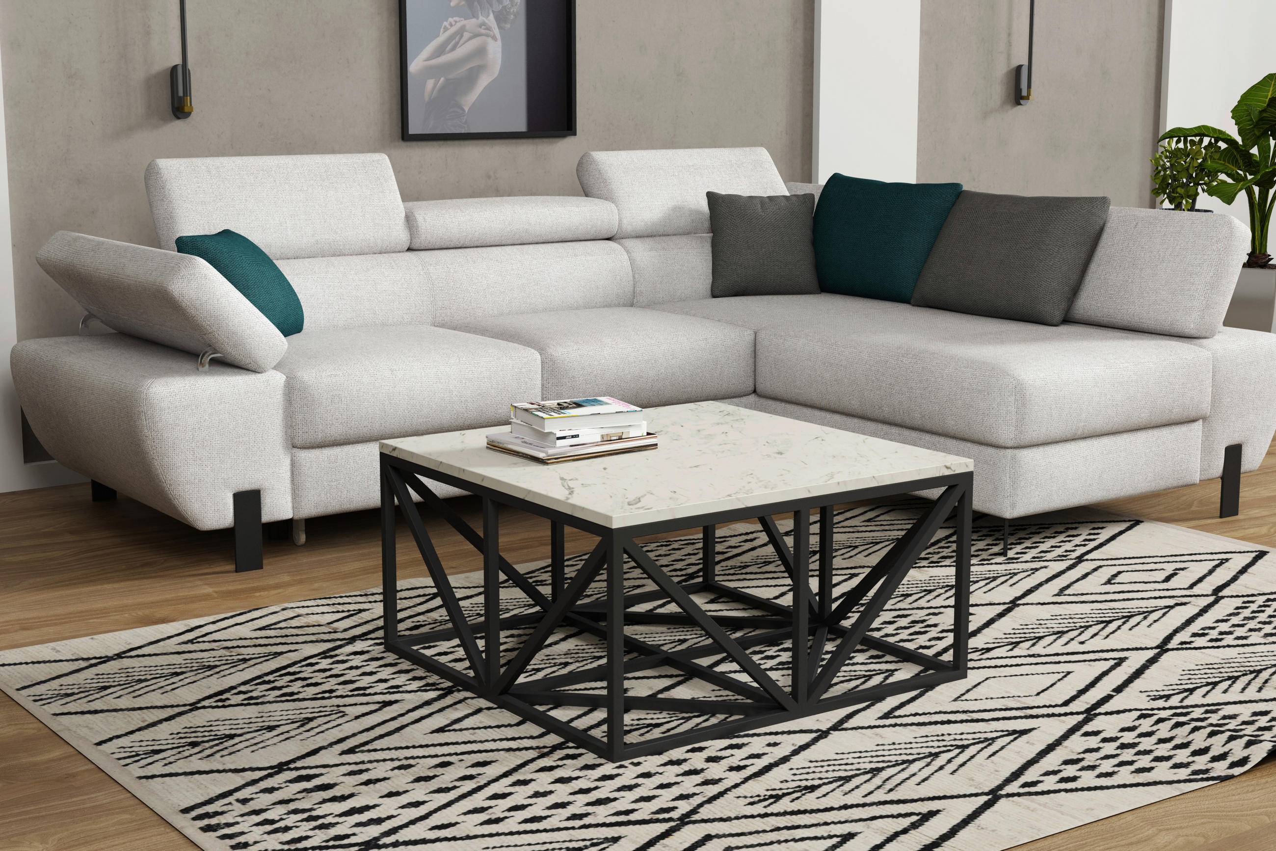SOFFBORD i trämaterial, metall  - vit/svart, Design, metall/trämaterial (80cm) - Stylife