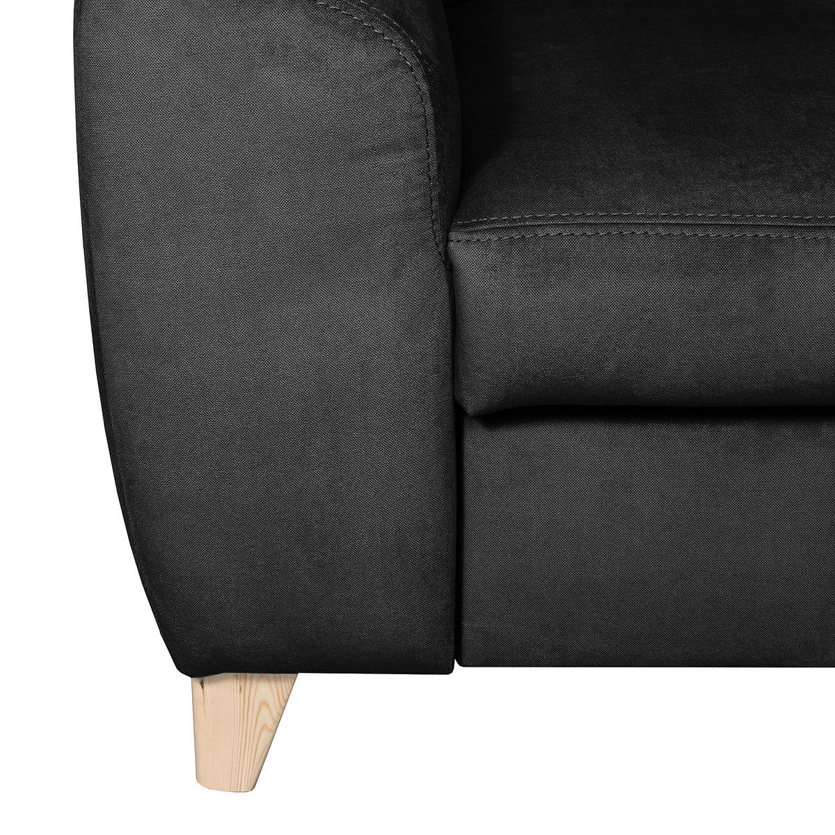 ECKSOFA in Webstoff Schwarz  - Buchefarben/Schwarz, Design, Holz/Textil (245/208cm) - Livetastic