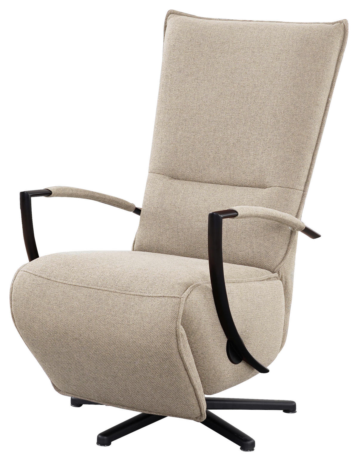 RELAXSESSEL Webstoff, Flachgewebe Relaxfunktion    - Beige/Schwarz, Design, Textil/Metall (66/110-114/84cm) - Moderano