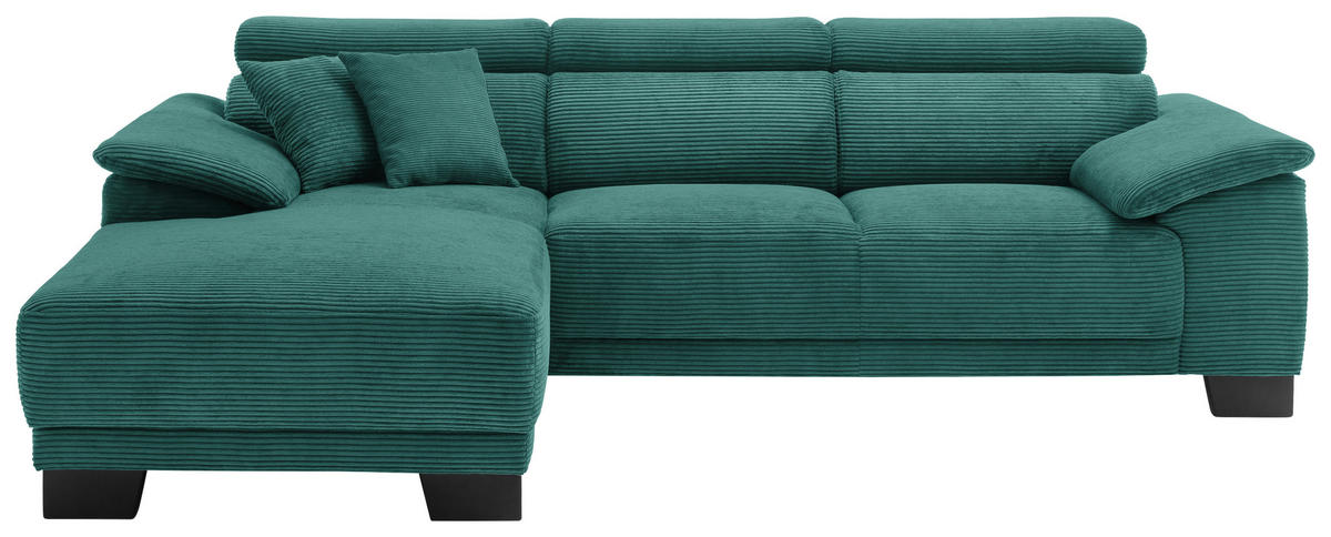 ECKSOFA in Cord Waldgrün  - Waldgrün/Schwarz, Design, Holz/Textil (174/270cm) - Pure Home Lifestyle