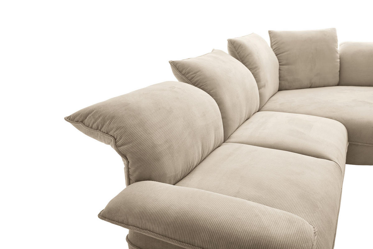 ECKSOFA Cord Beige  - Beige/Schwarz, Design, Kunststoff/Textil (343/154cm) - Koinor