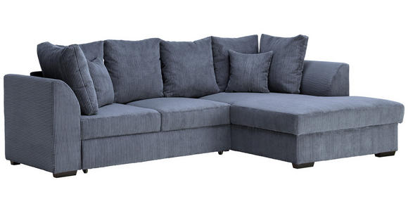 ECKSOFA inkl.Funktionen Grau Cord  - Schwarz/Grau, Design, Kunststoff/Textil (259/174cm) - Cantus