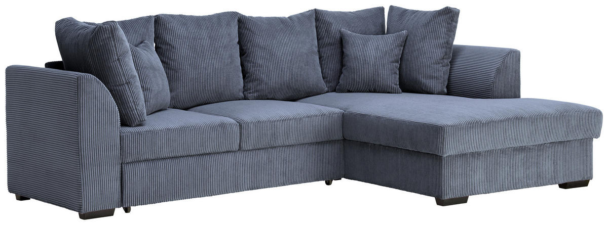 ECKSOFA in Cord Grau  - Schwarz/Grau, Design, Kunststoff/Textil (259/174cm) - Cantus