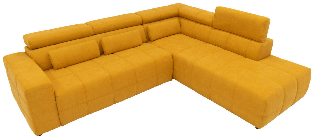 ECKSOFA Orange Mikrofaser  - Schwarz/Orange, Design, Kunststoff/Textil (275/228cm) - MID.YOU