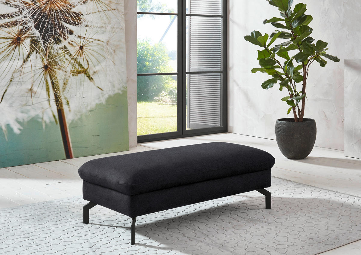 ECKSOFA in Velours Anthrazit  - Anthrazit/Schwarz, Design, Textil/Metall (306/179cm) - Beldomo System