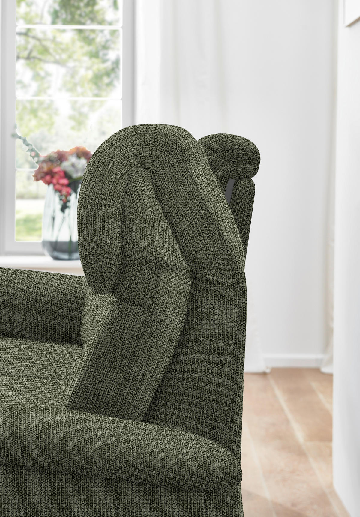 TRAPEZSOFA in Flachgewebe Dunkelgrün  - Dunkelgrün/Schwarz, Konventionell, Textil/Metall (219/107/97cm) - Pure Home Comfort