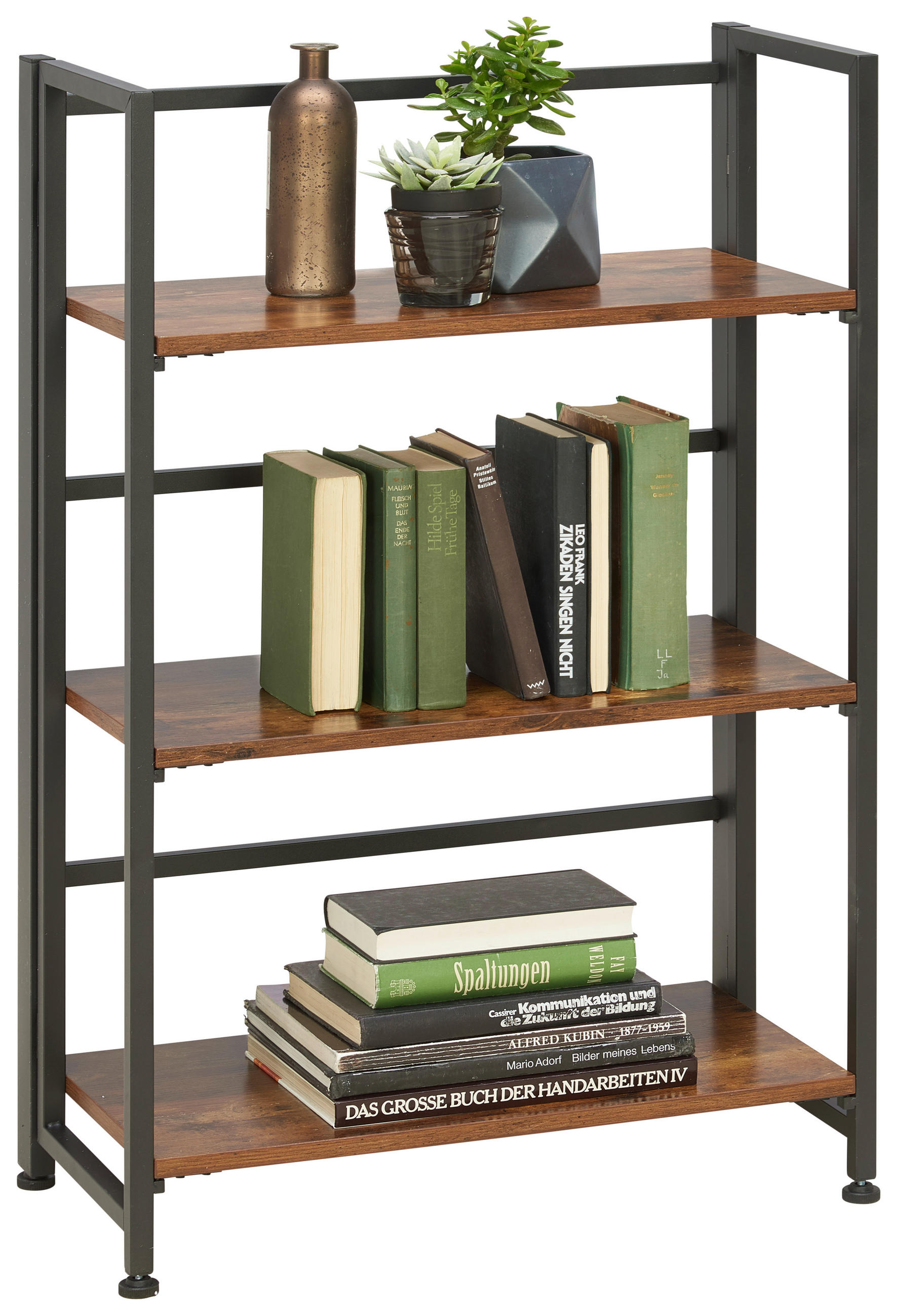 REGAL Schwarz, Walnussfarben - Walnussfarben/Schwarz, Trend, Holzwerkstoff/Metall (60/93/30cm) - Carryhome