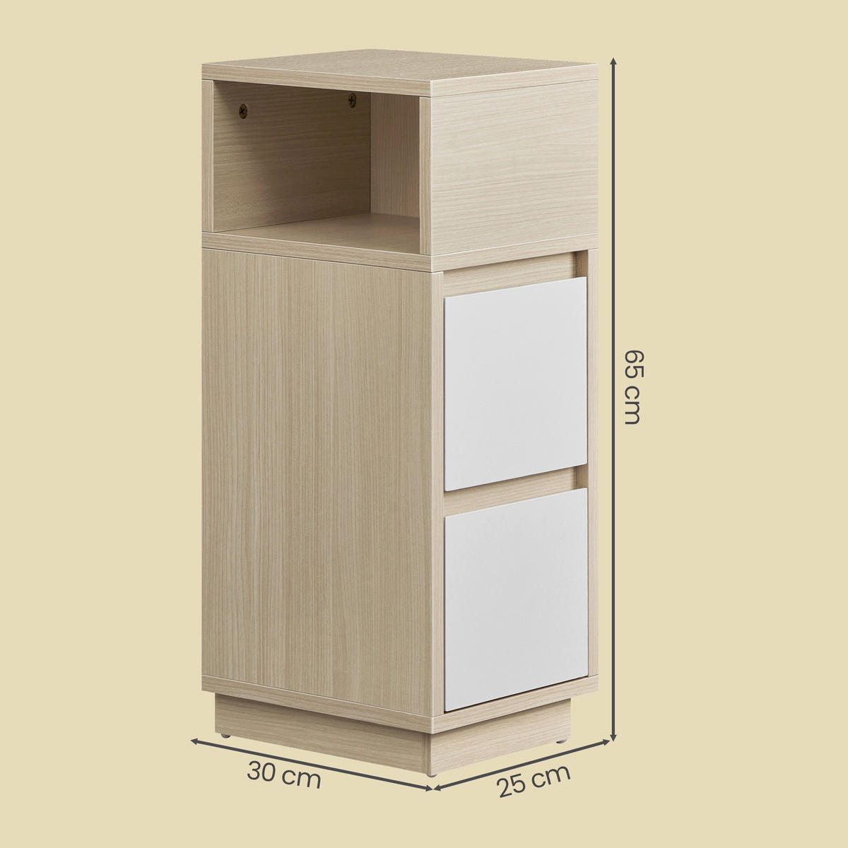 NACHTSCHRANKSET 25/65/30 cm  - Hellbraun/Weiß, KONVENTIONELL, Holzwerkstoff (25/65/30cm) - Boxxx