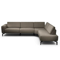 ECKSOFA Cosy Braun Chenille  - Schwarz/Braun, Design, Textil/Metall (296/213cm) - SENSOO