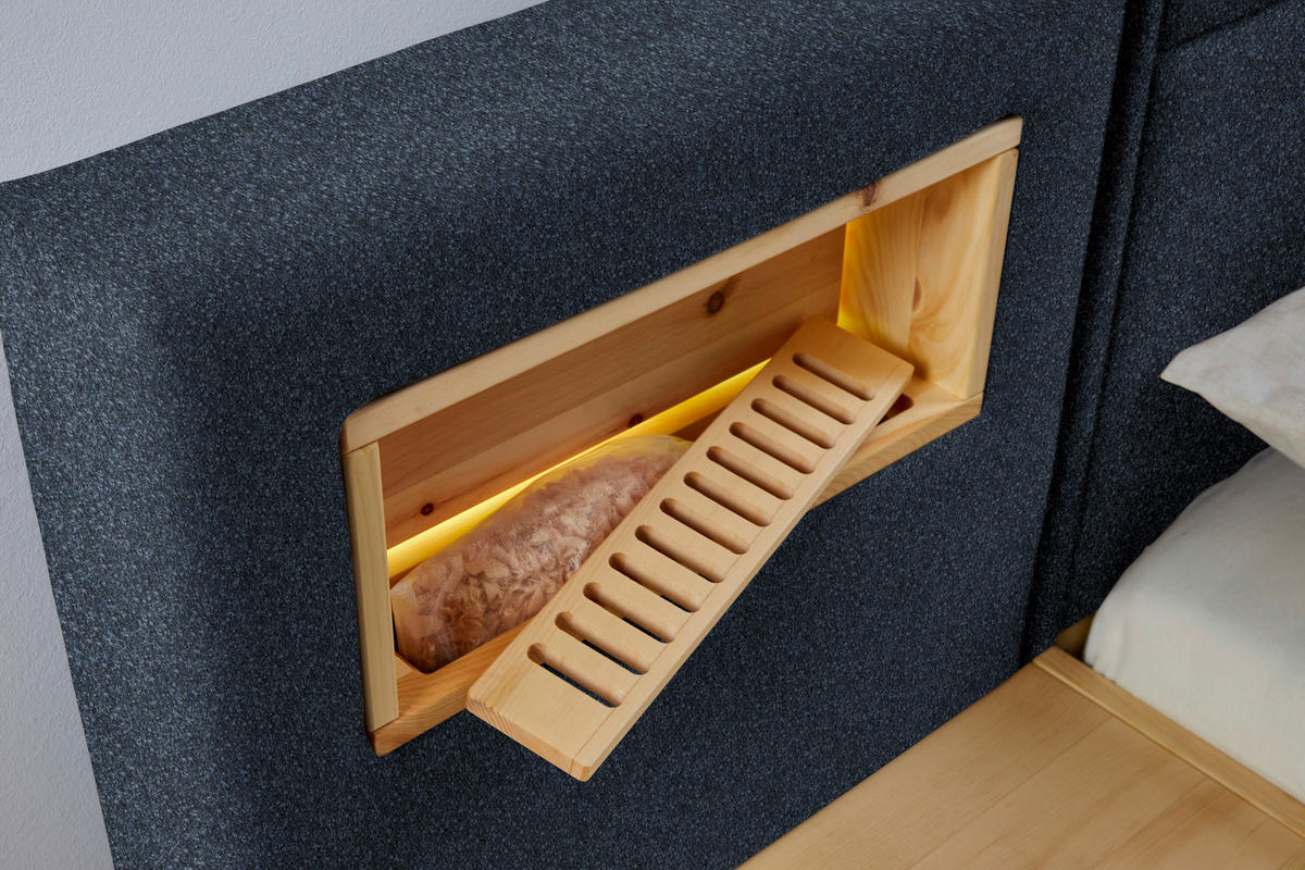 BOXSPRINGBETT 180/200 cm  in Eichefarben, Dunkelblau  - Eichefarben/Dunkelblau, Natur, Holz/Textil (180/200cm) - Valnatura